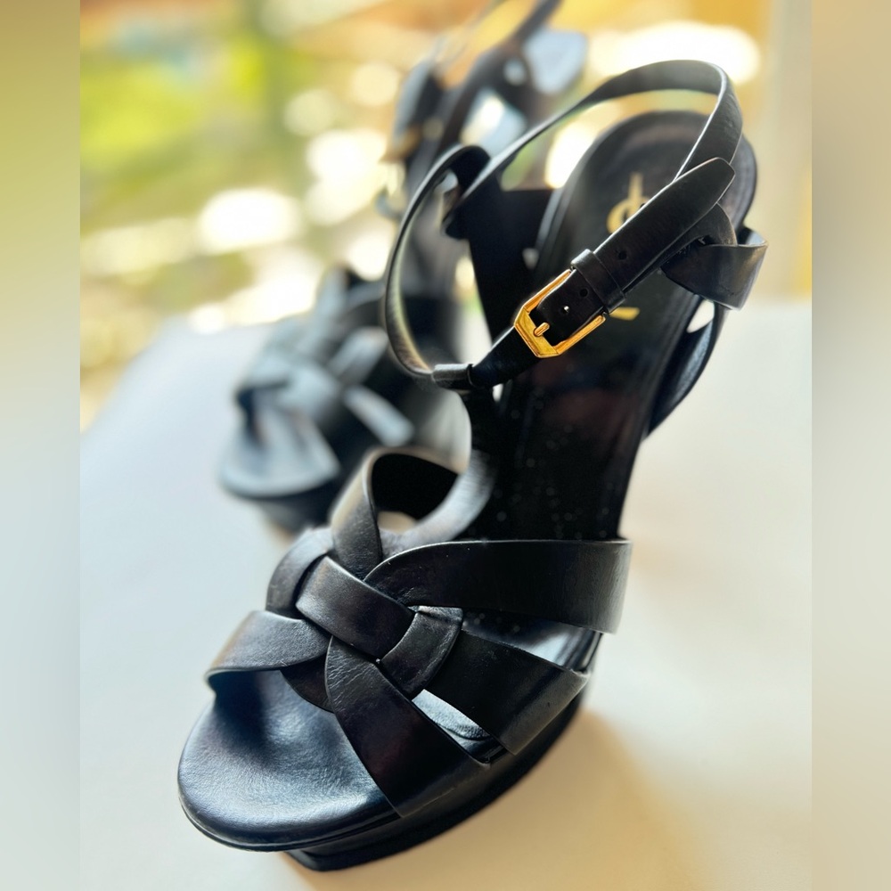 Saint Laurent Leather T-Strap Sandals